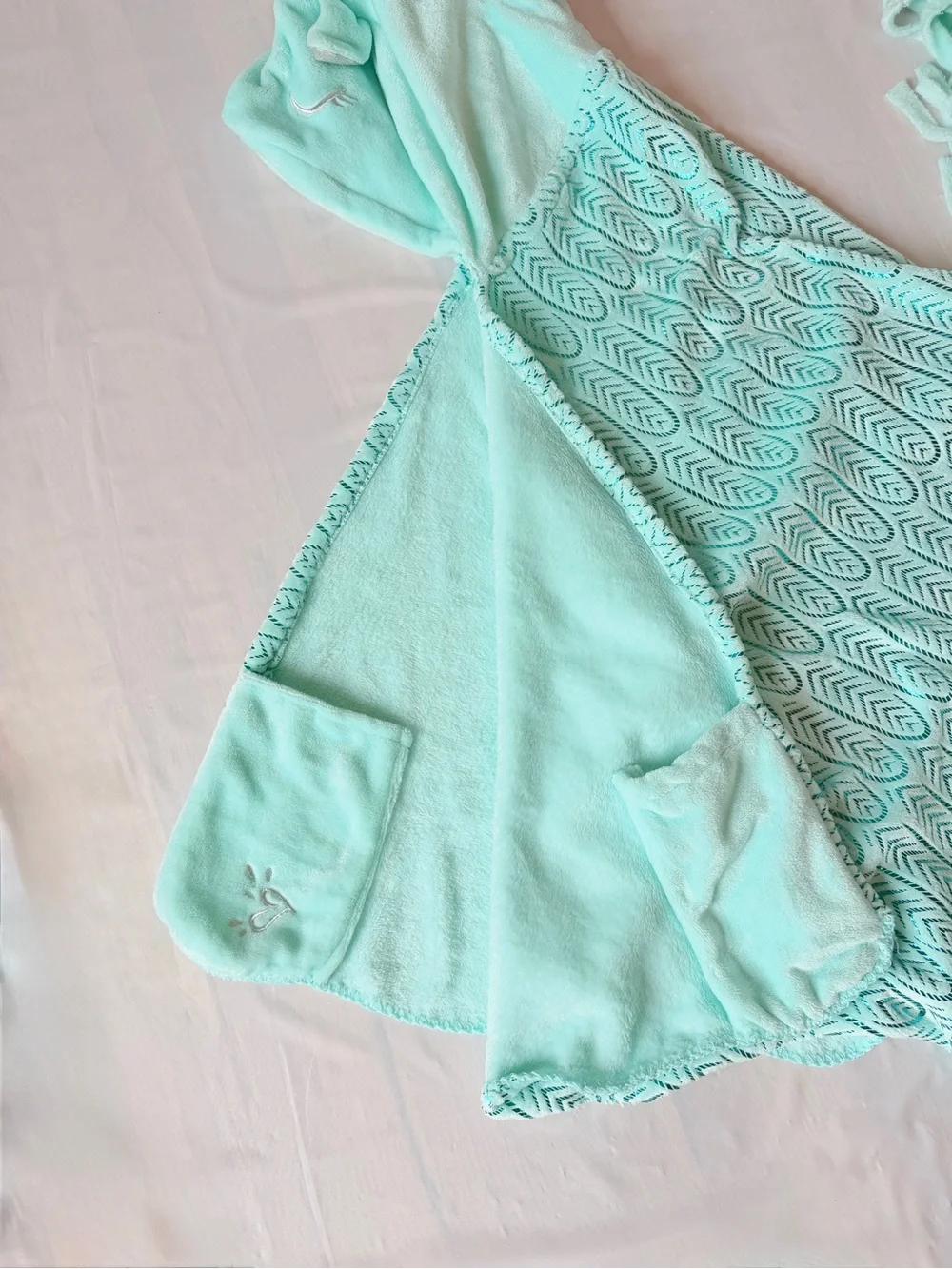 Justice unicorn wearable blanket aqua teal hooded with fringes and tail girl OS